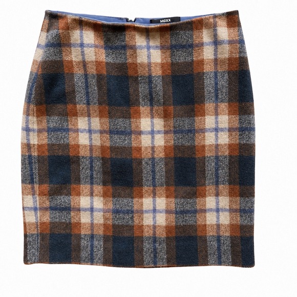 MEXX Metropolitan Dresses & Skirts - MEXX Metropolitan Wool Blend Plaid Mini Skirt Brown Blue Y2K Dark Academia Sz 2